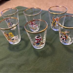 Set Of 6 Vintage Knights,Militia, Gladiator- Shot Glasses-Made In France-